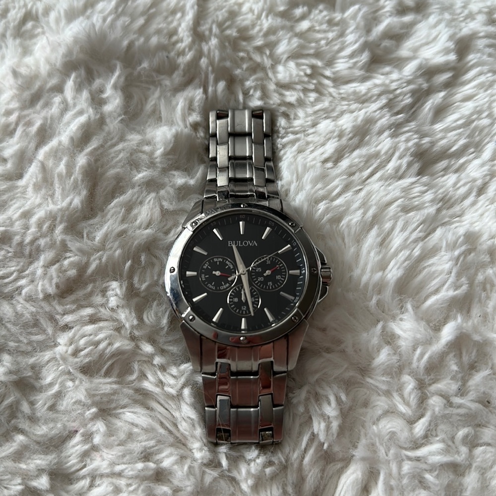 Bulova Silver and Black Men's Watch #96C107